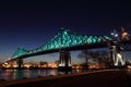 Montreal 375th anniversary. Jacques Cartier Bridge. Bridge panoramic colorful silhouette by night Royalty Free Stock Photo